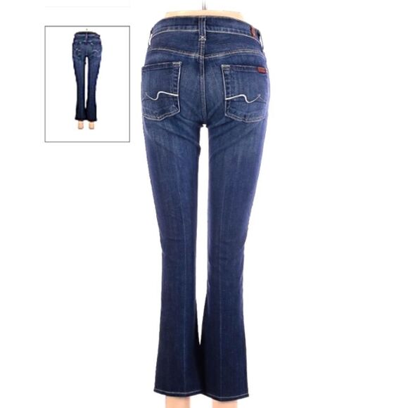 7 for All Mankind Cropped Kick Denim Blue Jean - Picture 3 of 8
